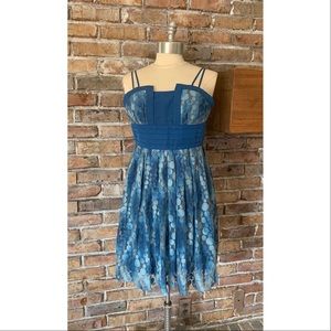 Plenty Tracy Reese Frock Jeanne Romantic Polka Dot Regency Blue Lace Dress Sz 2
